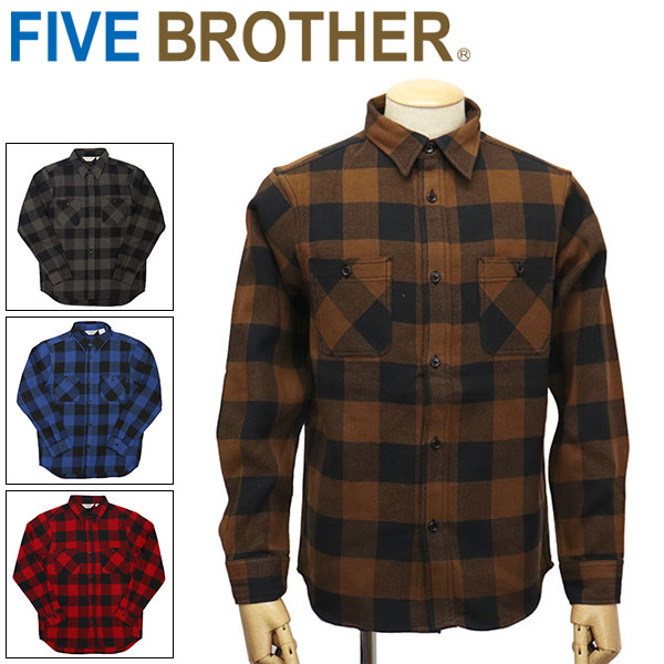 正規取扱店 FIVE BROTHER(ファイブブラザー) 152160BC ヘビーフランネル バッファローチェック ワークシャツ 全4色