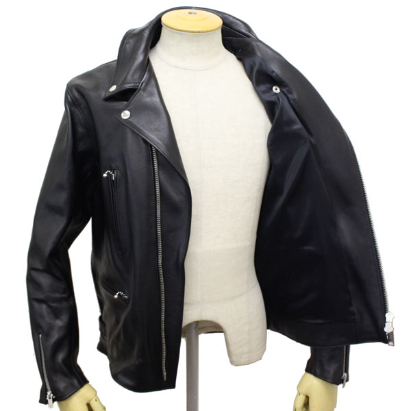 正規取扱店 666 LJM-1TFBS TIGHT FIT BACKSIDE U.K.SIDE BELT LEATHER JACKET  (タイトフィット バックサイド レザージャケット) 日本製 BLACK