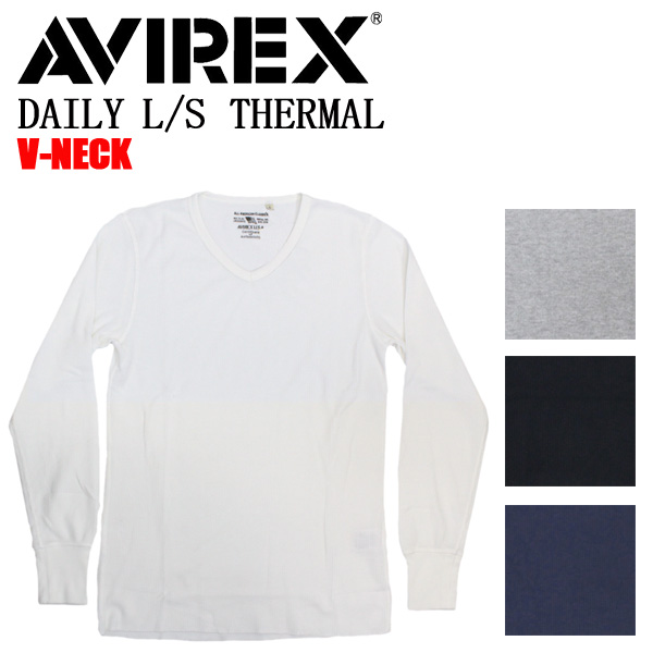 正規取扱店 Avirex アヴィレックス Daily L S Thermal V Neck T Shirt デイリー 長袖 サーマル Vネック ｔシャツ 全4色