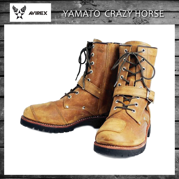 正規取扱店 AVIREX U.S.A.(アビレックス) AV2100 YAMATO(ヤマト) バイカースタイル レザーブーツ CRAZY HORSE  クレイジーホース