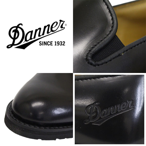 正規取扱店 DANNER (ダナー) D214308 SPORRI SLIP スリッポン レザーシューズ BLACK 日本製