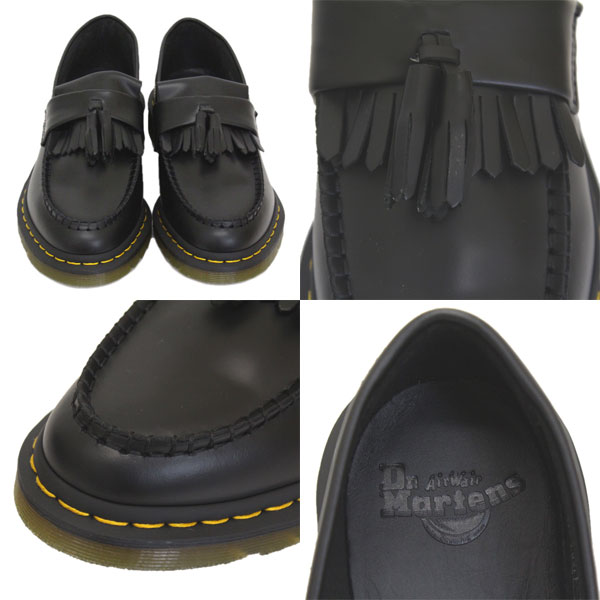 正規取扱店 Dr.Martens (ドクターマーチン) 22209001 ADRIAN YELLOW STITCH エイドリアン イエローステッチ  レザー タッセルローファー BLACK