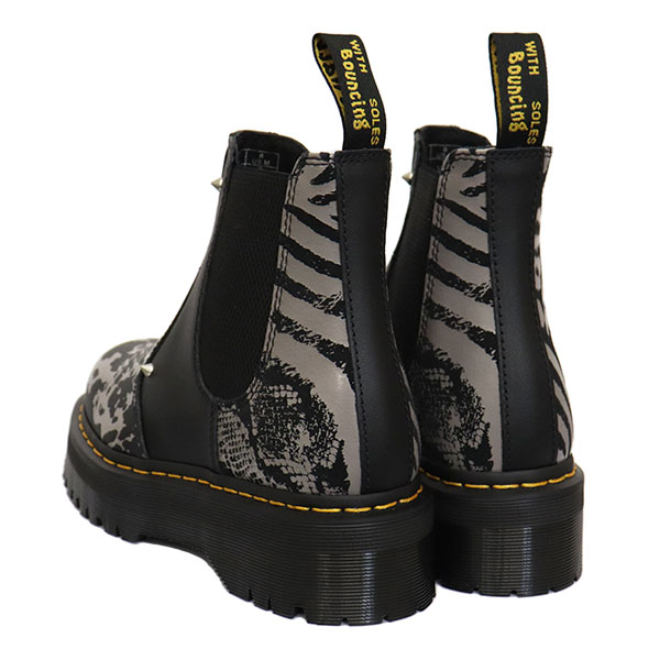 正規取扱店 Dr.Martens (ドクターマーチン) 27692001 2976 チェルシー サイドゴア レザーブーツ BLACK x ZINC  GREY ANIMAL CLASH