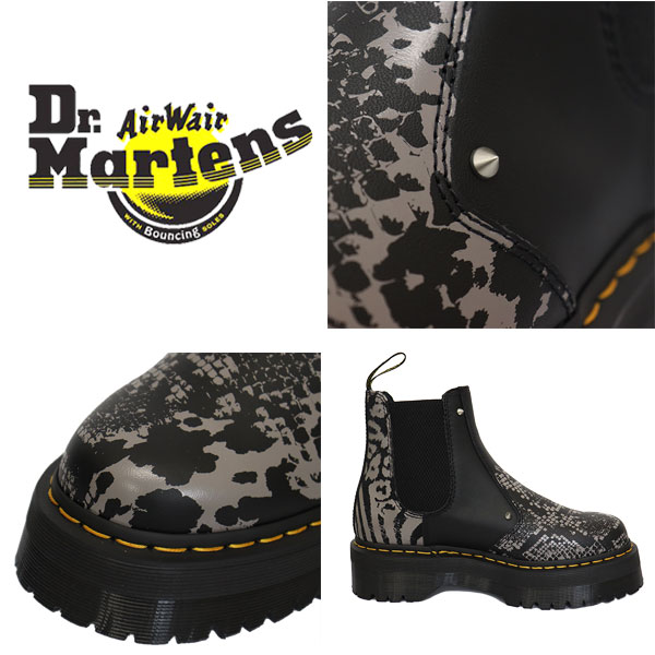 正規取扱店 Dr.Martens (ドクターマーチン) 27692001 2976 チェルシー サイドゴア レザーブーツ BLACK x ZINC  GREY ANIMAL CLASH