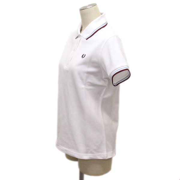 正規取扱店 FRED PERRY (フレッドペリー) G12 THE ORIGINAL TWIN TIPPED FP SHIRT ライン入りポロシャツ  イングランド製 レディース 301-WHITE/MAROON FP336/8【管理__S-08__】