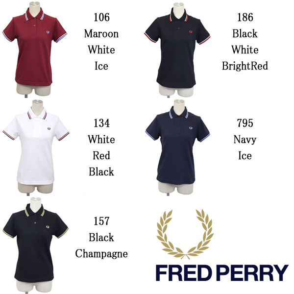 正規取扱店 FRED PERRY (フレッドペリー) G12 レディース ラインポロシャツ イングランド製 全5色 FP266