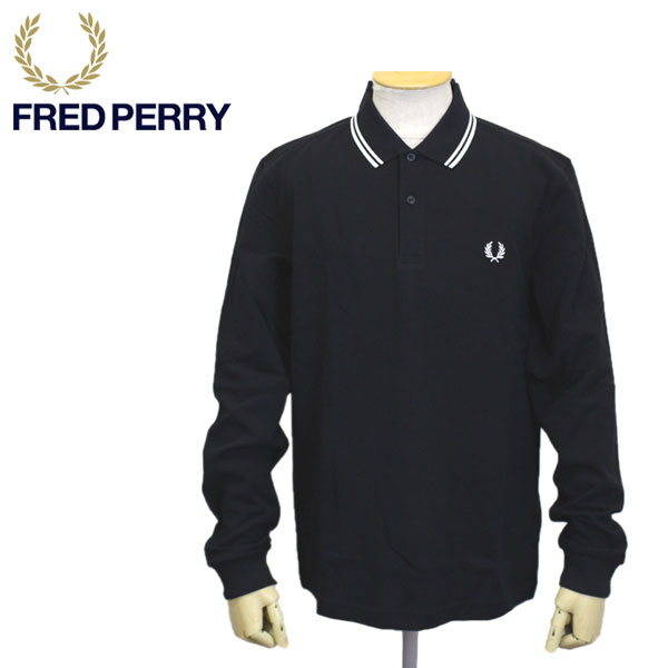 正規取扱店 FRED PERRY (フレッドペリー) M3636 LONG SLEEVE TWIN TIPPED SHIRT 長袖 ティップライン  ポロシャツ 102 BLACK FP449
