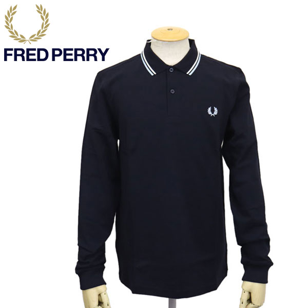 正規取扱店 FRED PERRY (フレッドペリー) M3636 Long Sleeve Twin Tipped Shirt ロングスリーブ  ツインティップ シャツ 608-NAVY x SNOW WHITE x ICE FP437