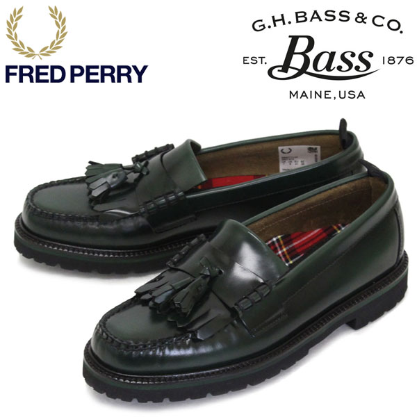 正規取扱店 Fred Perry フレッドペリー X G H Bass ジーエイチバス Sb8071 Tassel Loafer タッセルローファー レザーシューズ L24 Bottle Green Fp403