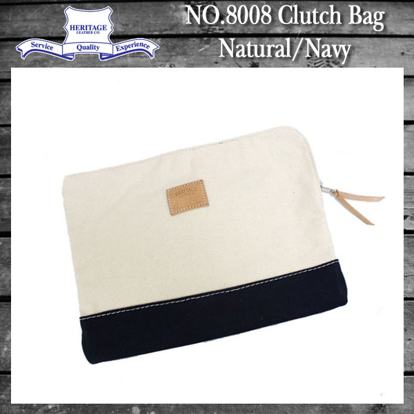 正規取扱店 HERITAGE LEATHER CO.(ヘリテージレザー) NO.8008 Clutch Bag(クラッチバッグ) Natural/Navy HL037