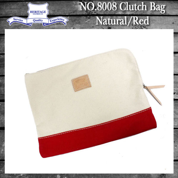 正規取扱店 HERITAGE LEATHER CO.(ヘリテージレザー) NO.8008 Clutch Bag(クラッチバッグ) Natural/Red HL038