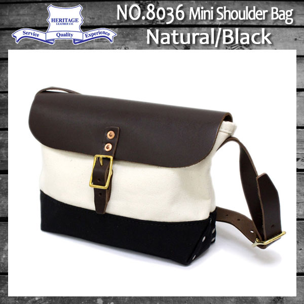 正規取扱店 HERITAGE LEATHER CO.(ヘリテージレザー) NO.8036 Mini Shoulder Bag(ミニショルダーバッグ) Natural/Black HL048