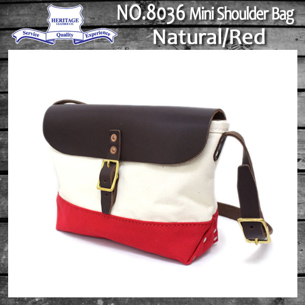 正規取扱店 HERITAGE LEATHER CO.(ヘリテージレザー) NO.8036 Mini Shoulder Bag(ミニショルダーバッグ) Natural/Red HL049
