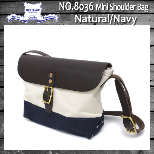 正規取扱店 HERITAGE LEATHER CO.(ヘリテージレザー) NO.8036 Mini Shoulder Bag(ミニショルダーバッグ) Natural/Navy HL050