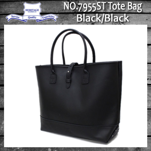正規取扱店 HERITAGE LEATHER CO.(ヘリテージレザー) NO.7955ST Mocassin Leather Tote Bag(レザートートバッグ) Black/Black HL053