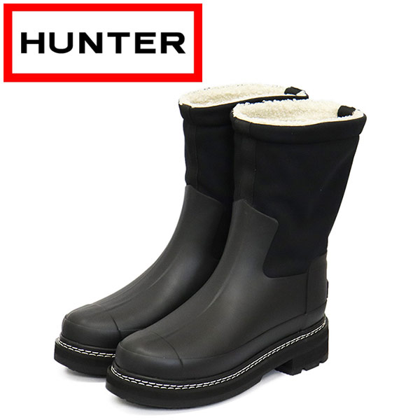 正規取扱店 HUNTER (ハンター) WOMEN'S WFS1010NES REFINED STITCH SHERPA BOOT レディース  リファインド ステッチ シェルパ ブーツ BLACK HU219