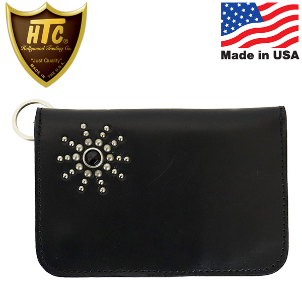 正規取扱店 HTC(Hollywood Trading Company) T-2 Wallet #SB2 ミディアムウォレット  ブラックレザーxシルバースタッズxブラックストーン