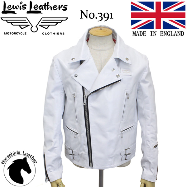 正規取扱店 Lewis Leathers (ルイスレザーズ) No.391 LIGHTNING HORSEHIDE ライトニング ホースハイド  ジャケット ホワイトレザー
