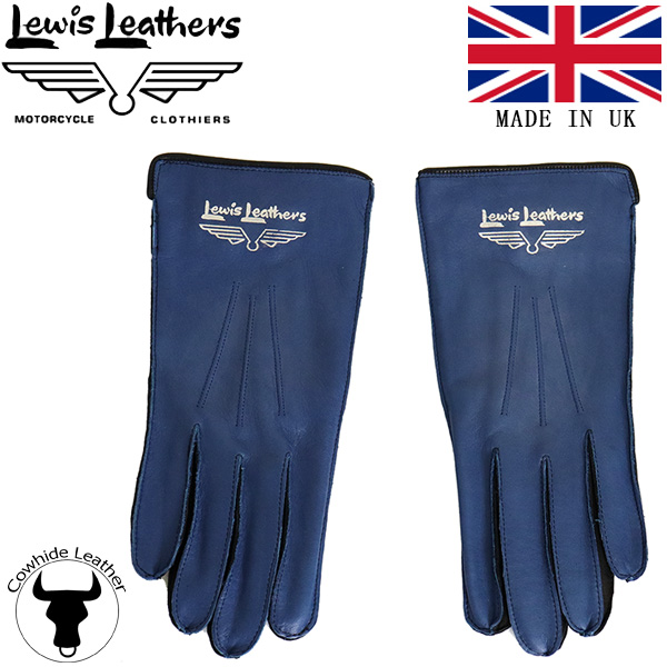 正規取扱店 Lewis Leathers (ルイスレザー) No.810 Strap Gloves cow ストラップ カウレザー グローブ Blue  イギリス製