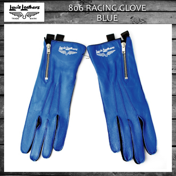 正規取扱店 Lewis Leathers (ルイスレザーズ) 806 RACING GLOVES レーシンググローブ BLUE ブルー シープ