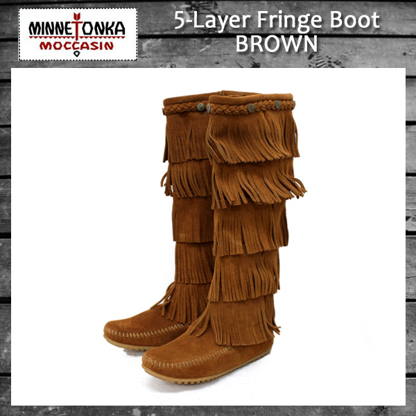 正規取扱店 MINNETONKA(ミネトンカ)5-Layer Fringe Boot(5レイヤーフリンジブーツ)#1652 BROWN レディース MT056