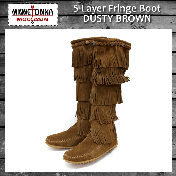 正規取扱店 Minnetonka ミネトンカ 5 Layer Fringe Boot 5レイヤーフリンジブーツ 1658 Dustybrown レディース Mt057