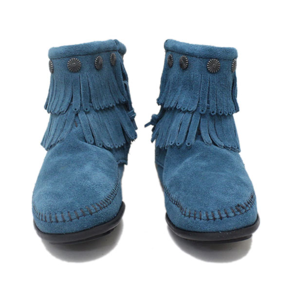 正規取扱店 MINNETONKA(ミネトンカ) Double Fringe Side Zip Boot(フリンジ サイドジップブーツ) #697F PEACOCK BLUE レディース MT234