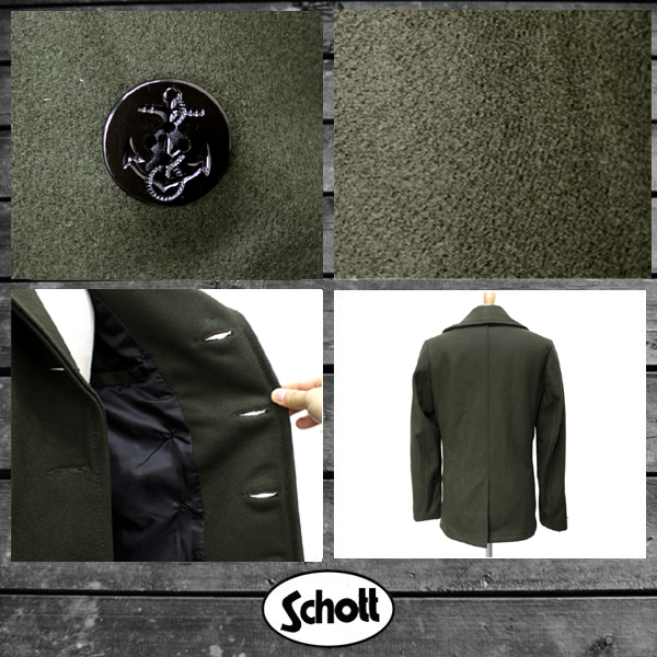 正規取扱店 Schott (ショット) 7118 753US PEA COAT 24oz ピーコート アメリカ製 OLIVE