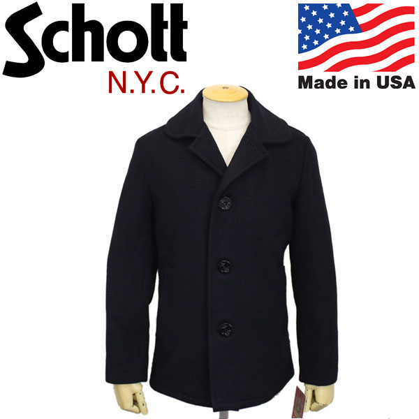 正規取扱店 Schott (ショット) 758US SINGLE PEA COAT シングル ピーコート アメリカ製 87-NAVY