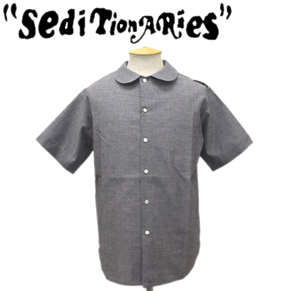 正規取扱店 SEDITIONARIES by 666 (セディショナリーズ) Peter Pan Shirt S/S (ピーターパンシャツ  ショートスリーブ) 半袖 グレーダンガリー STS0001