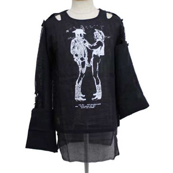 正規取扱店SEDITIONARIES by 666 セディショナリーズ MUSLIN TOP(モスリントップ ガーゼシャツ)  COWBOYS(カウボーイズ) black STM204